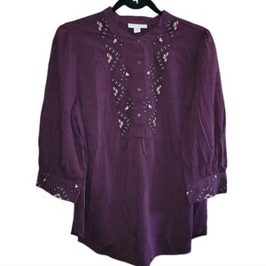 Knox Rose plum embroidered top. NWOT. Size Medium. Boho.